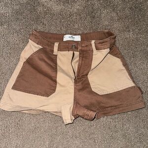 Hollister Brown and Tan Ultra High-Rise Shorts